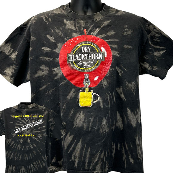 Vintage 90s Blackthorn Dry Cider T Shirt Mens XL X-Large Made In USA Tee Black - Picture 1 of 11